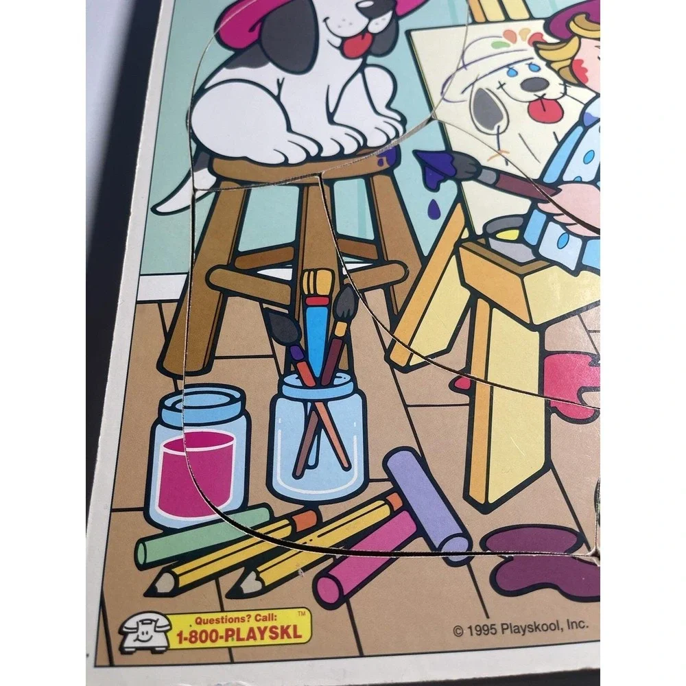 Playskool 5 Piece Puzzle Painting Puppy 1995 Wooden Puzzle